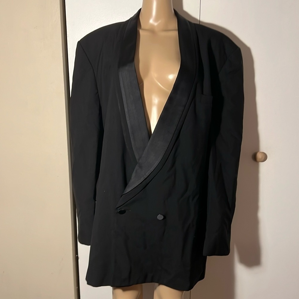 🎆Vintage Oscar de la Renta double breasted satin collar blazer